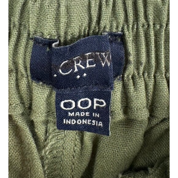 J.Crew Petite linen-blend slim wide-leg drawstring pant Green sz 00P - Picture 2 of 8